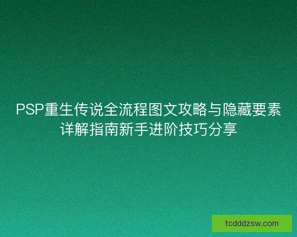 PSP重生传说全流程图文攻略与隐藏要素详解指南新手进阶技巧分享