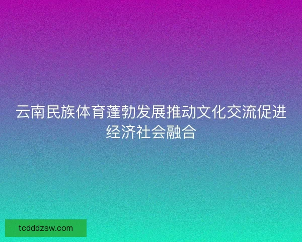 云南民族体育蓬勃发展推动文化交流促进经济社会融合
